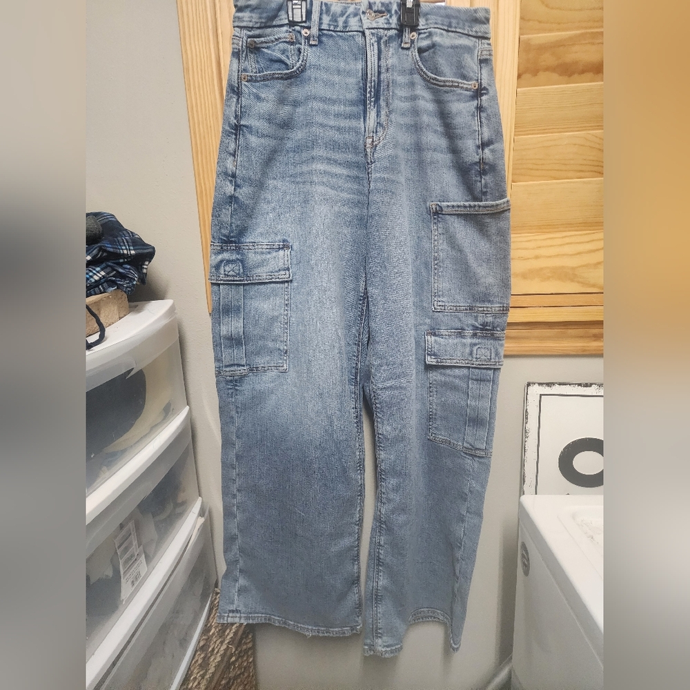 American Eagle Blue Denim Cargo Jeans- NWT